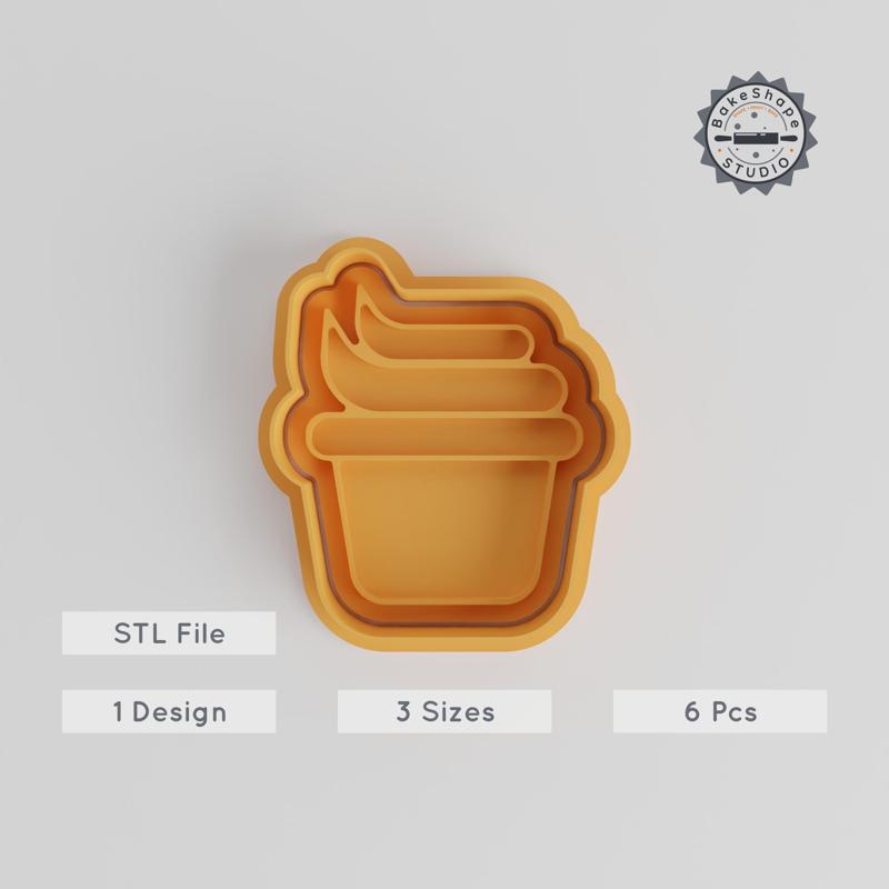 Ice Cream Shape Cutter & Stamp Set, Perfect for Cookies & Fondant, S/M/L Sizes, 6-Piece Dessert Design Collection PRODUCT_4901