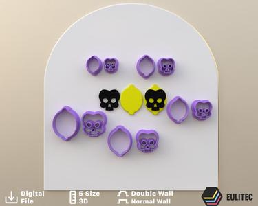 POLYMER CLAY CUTTERS skull killer lemon * 5 size 2 version cut/EULITEC.COM/CC/COPYRIGHTED LICENSE