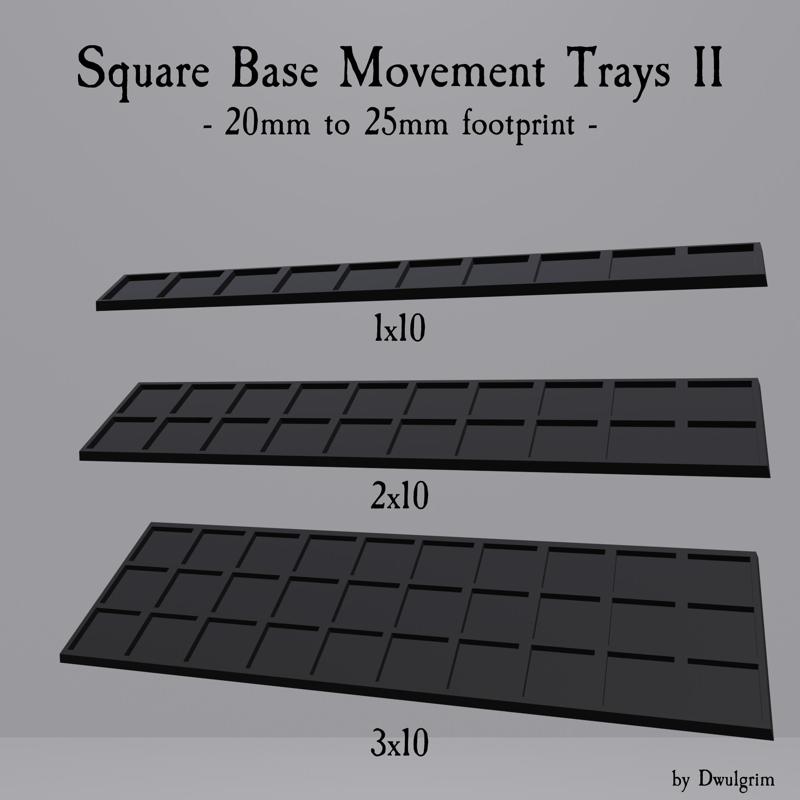 Movement trays II - 20mm square to 25mm square footprint adapter