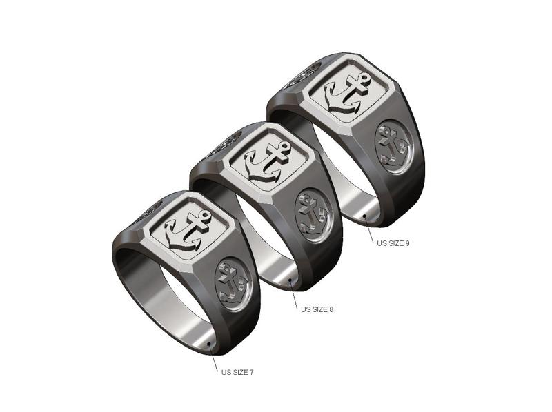 Anchor ornaments ring US sizes 7 8 9 3D print model