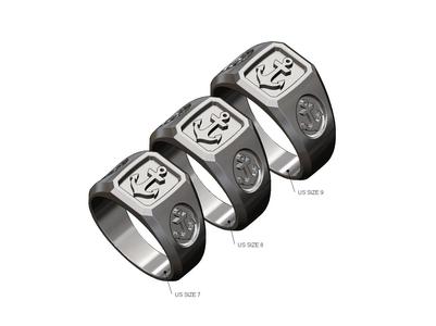 Anchor ornaments ring US sizes 7 8 9 3D print model
