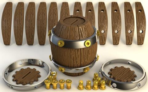 Barrel money box with Realistic wood surface