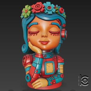 Dreaming Bot Girl - 3D Model for Printing
