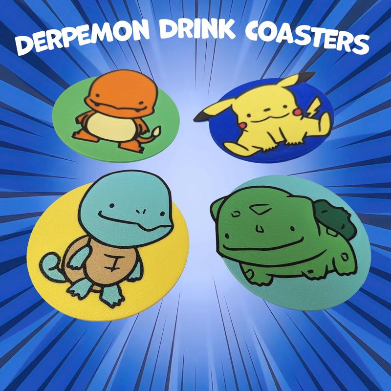 Derpemon Starter drink Coasters - pokemon inspired