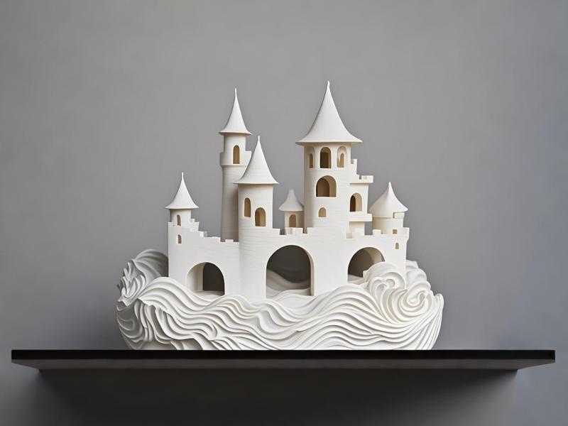 Aquarium Wishing Well Scene, (Ocean Castle in the Heart) Wave Cloud Pattern Ornament