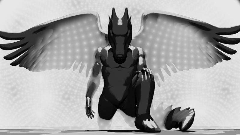 Kneeling winged kobold