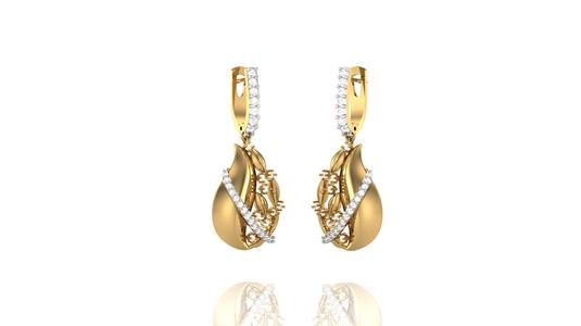 Yellow Gold and Diamond Earrings for Women