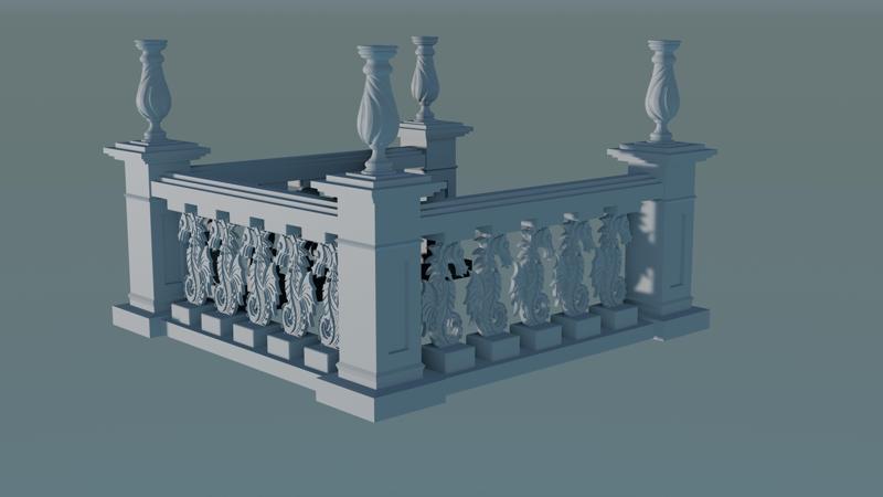 Balustrade with seahorse