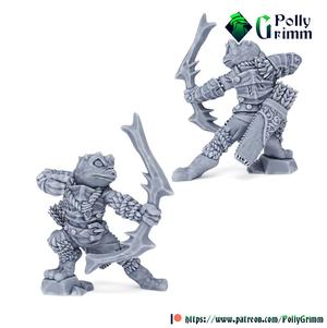 Tabletop fantasy miniature. Frogfolk grung set. Ranger archer