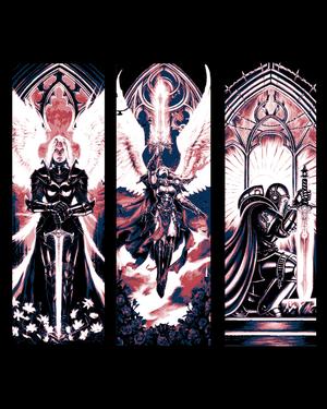 The armored warrior angel in Red - Set of bookmarks