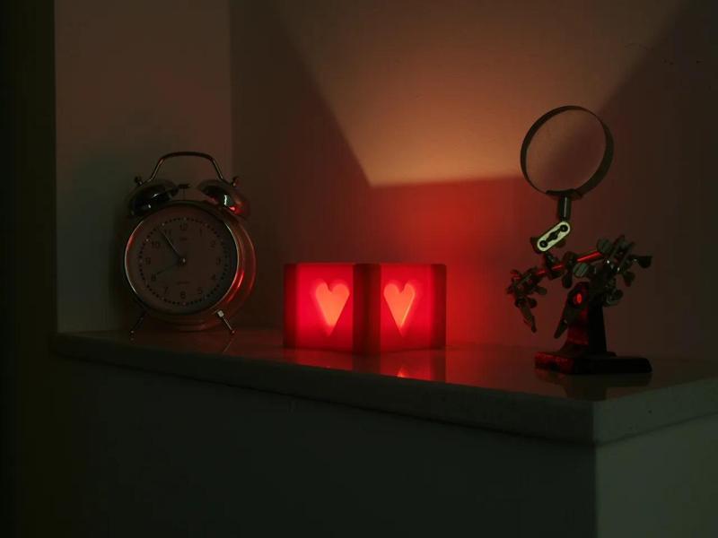 Tealight Cube Hearts / Herz Teelichtgefäß   