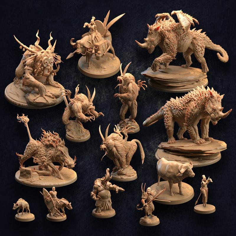 Snub-Winged Horn Crest Dragon and Trapper Pack - Presupported