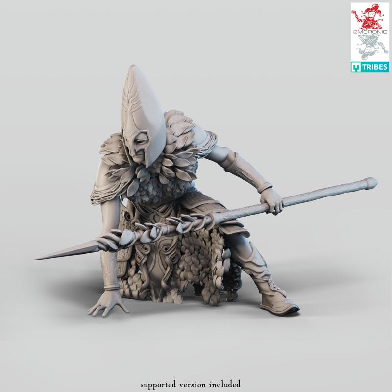 Wood Elf Spearman 32mm and 75mm versions