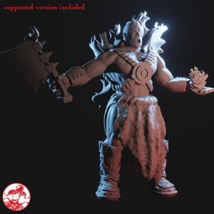 Fire Barbarian Goliath Genasi Champion Medium Miniature version 1 (1 inch/25 mm base, 1.25 inch/32 mm height)