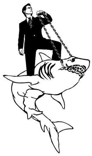 2D Stephen Colbert riding shark
