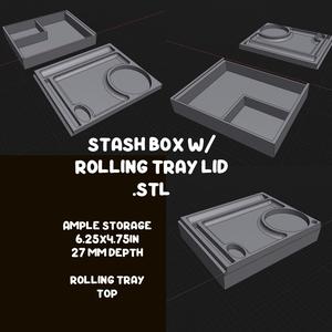 Sliding rolling tray lid box stash