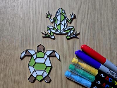 Geometric Turtle Frog DIY Coloring Craft Fun Art