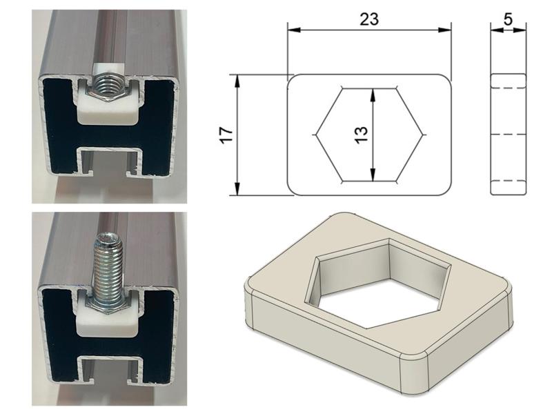 M8 T-Nut Adapter for Hexagon Screws & Nuts