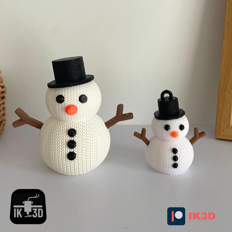 KNITTED SNOWMAN FIGURINE AND ORNAMENT - MULTIPARTS