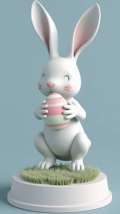 Easter Bunny Rabbit Holding Egg