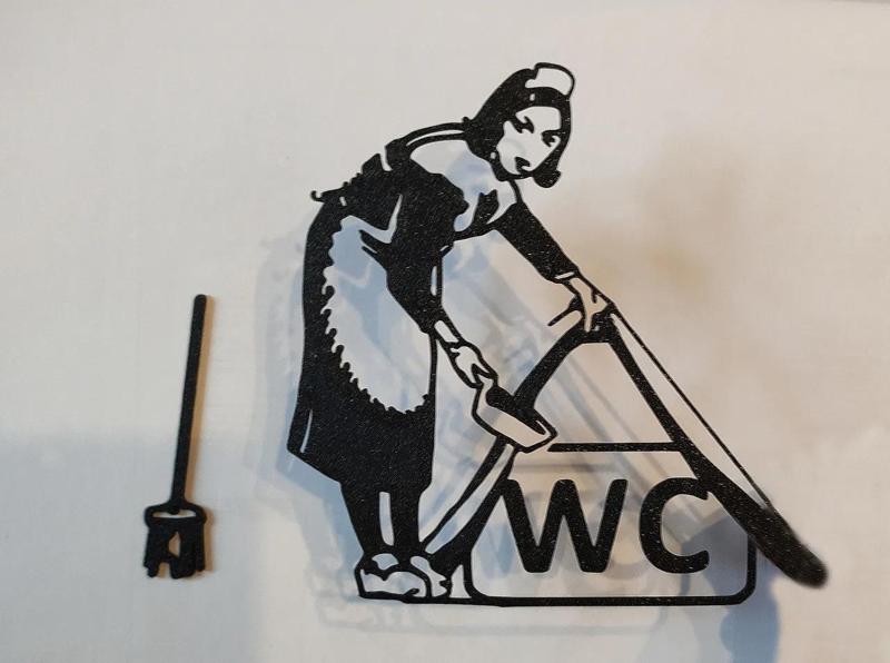 WC door hanger inspired by the work of the legendary artist Banksy.   