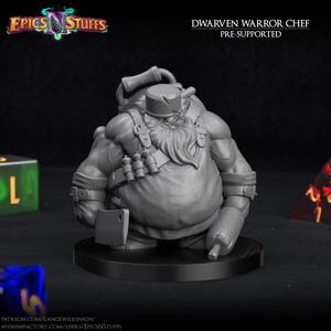 Dwarven Warrior Chef Miniature - pre-supported