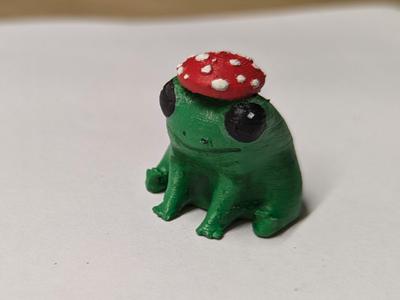 Frog with mushroom hat