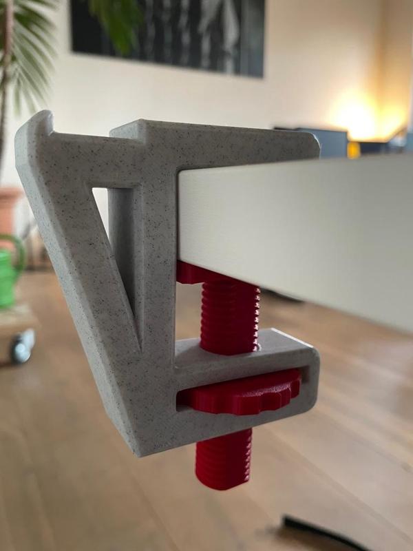 Desk C-clamp with hook