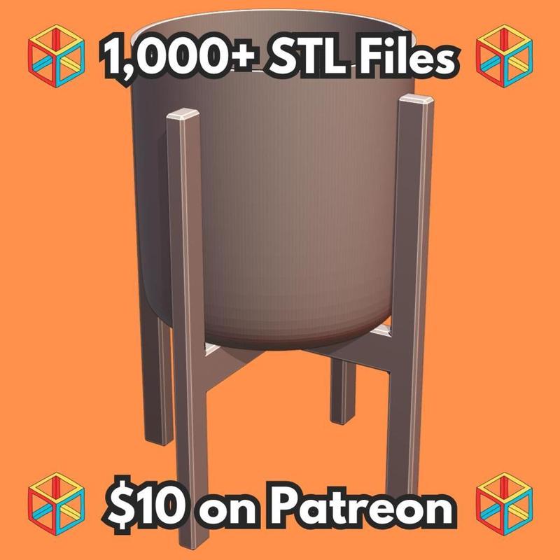 Minimalist Cylindrical Planter with Stand for Indoor Plants MineeForm FDM 3D Print STL File