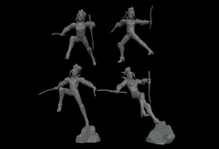 Elven warrior pack with swords miniatures
