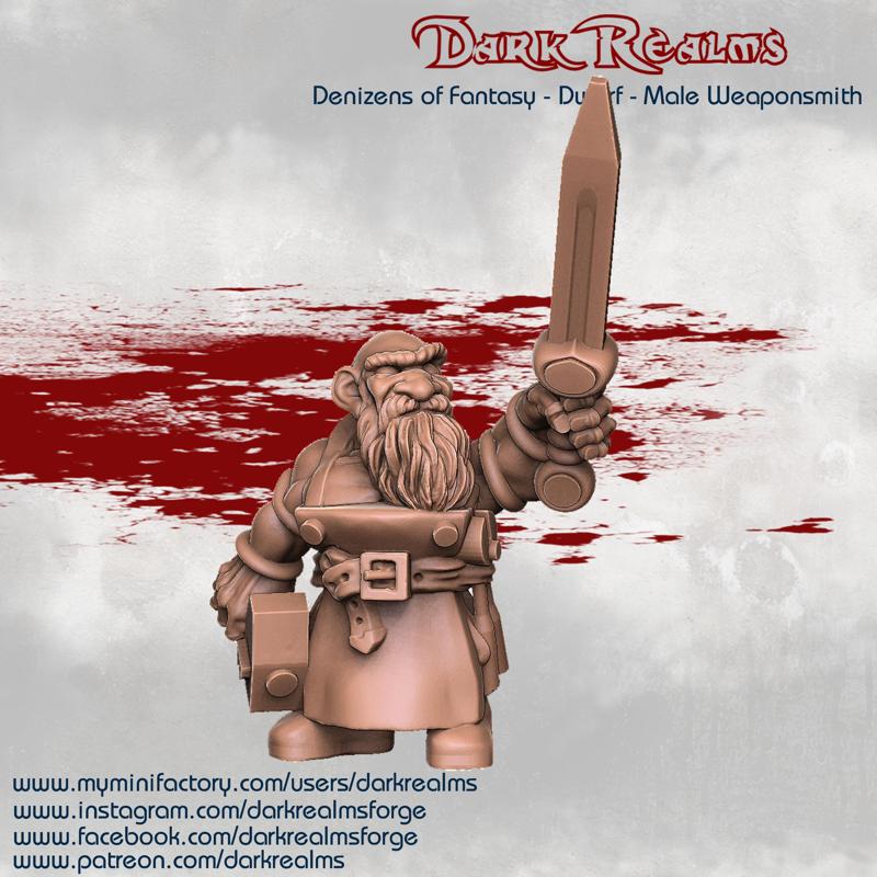 Dark Realms Denizens of Fantasy - Dwarf Male Weaponsmith