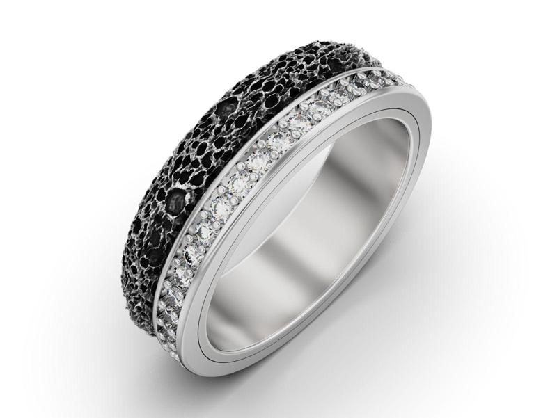 Lava Texture Diamond Wedding Ring