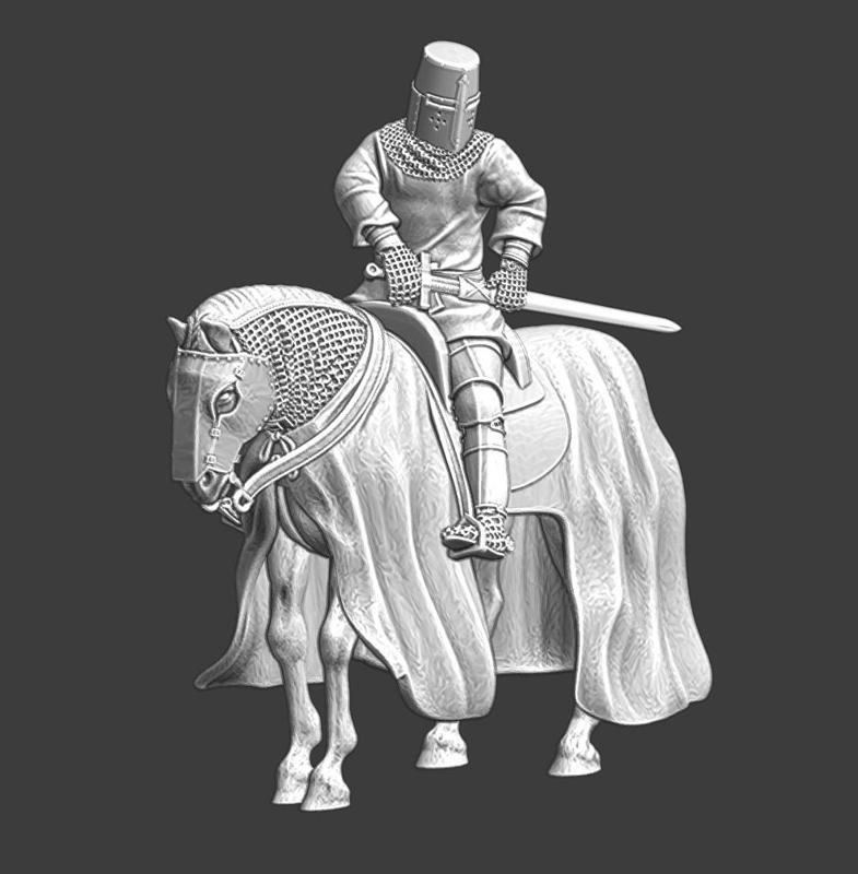 Medieval brother knight drawing his sword