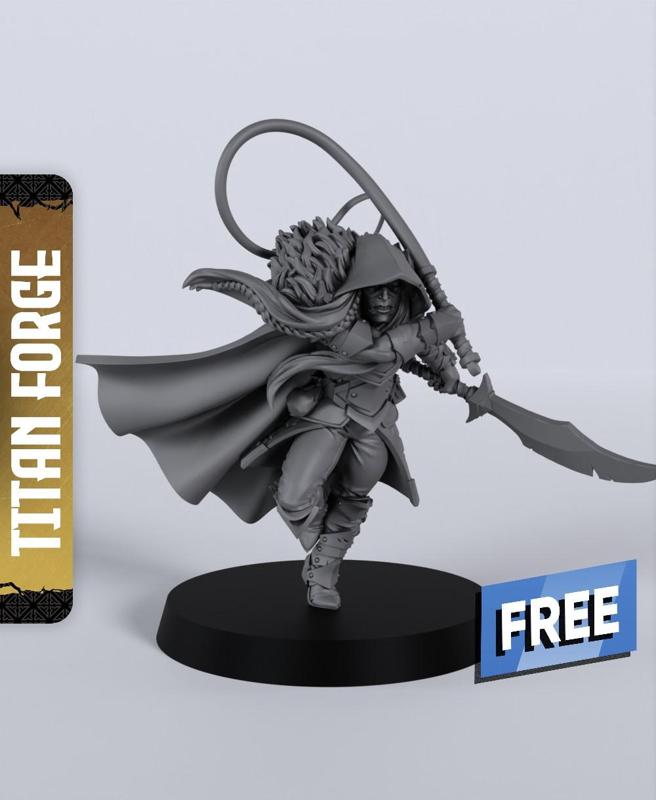 Drow Male Ranger Whip - With Free Dragon  - 5e DnD Inspired for RPG and Wargamers