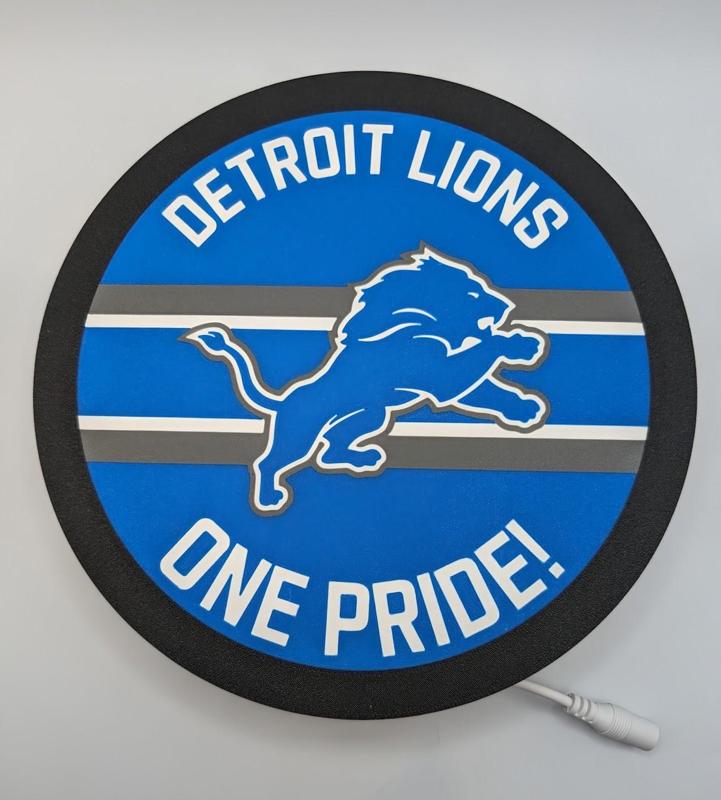Detroit Lions Round Light Box