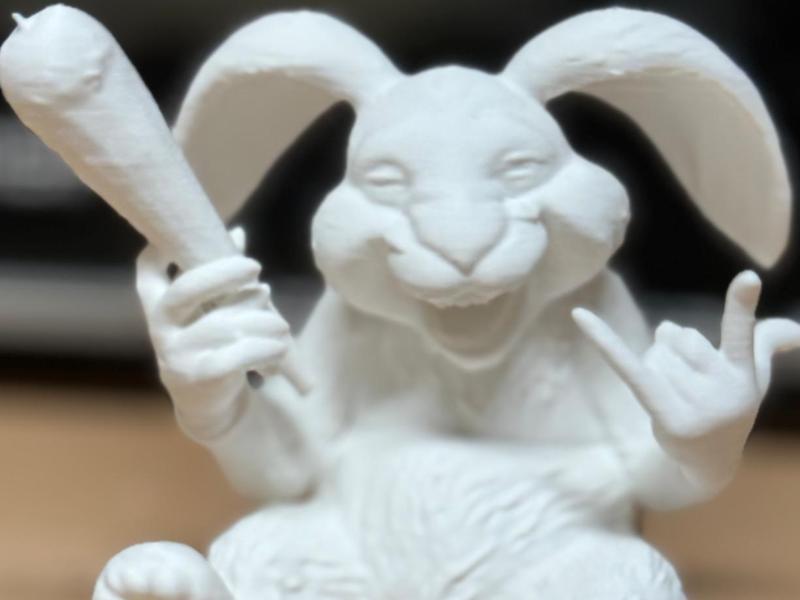 Totally baked Easter Bunny having a blast 