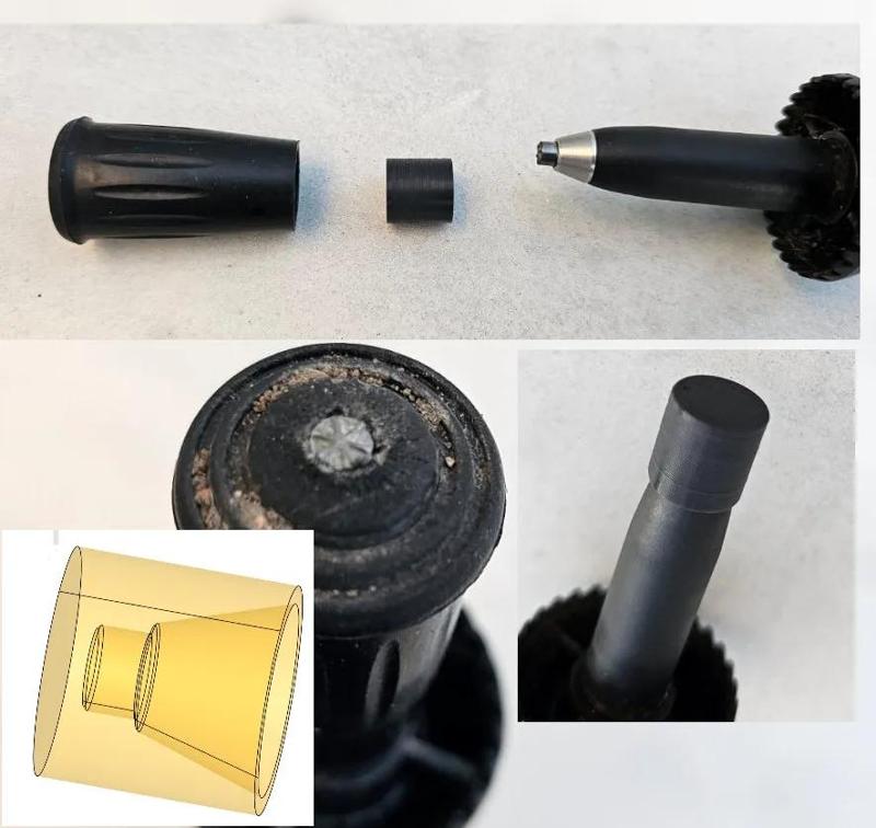 Hiking pole cap to blunt the spike for rubber foot   