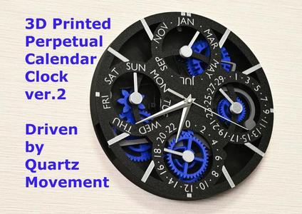 3D Printed Perpetual Calendar Clock Ver. 2   