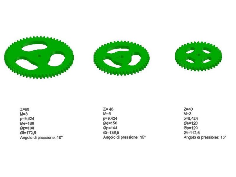 Cogwheels 40, 48, 60 teeth   