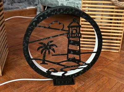 LED Ring Lamp including frame with lighthouse motif