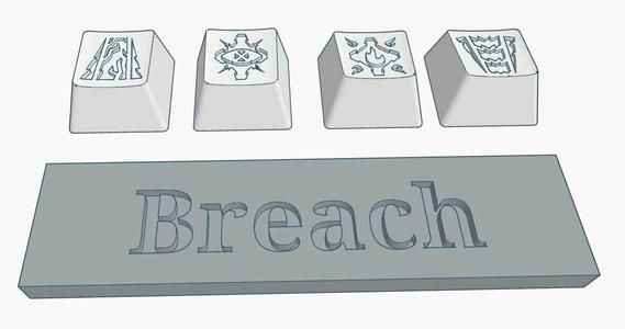 Valorant Breach Abilities Custom Keycaps Debossed Design