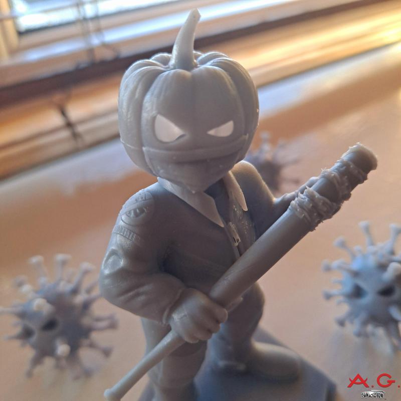 Halloween COVID Buster Pumpkin A.G. - Miniature Resin Ready to 3D print