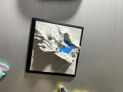 Mountain Model Print in Place With Baseplate Added Fridge Magnet Configuration