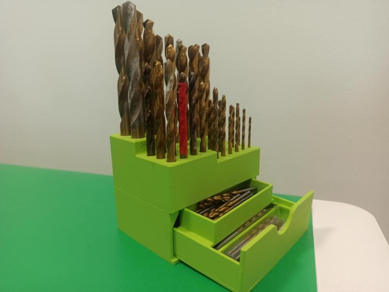 Drill bit holder 1-10mm with drawer
