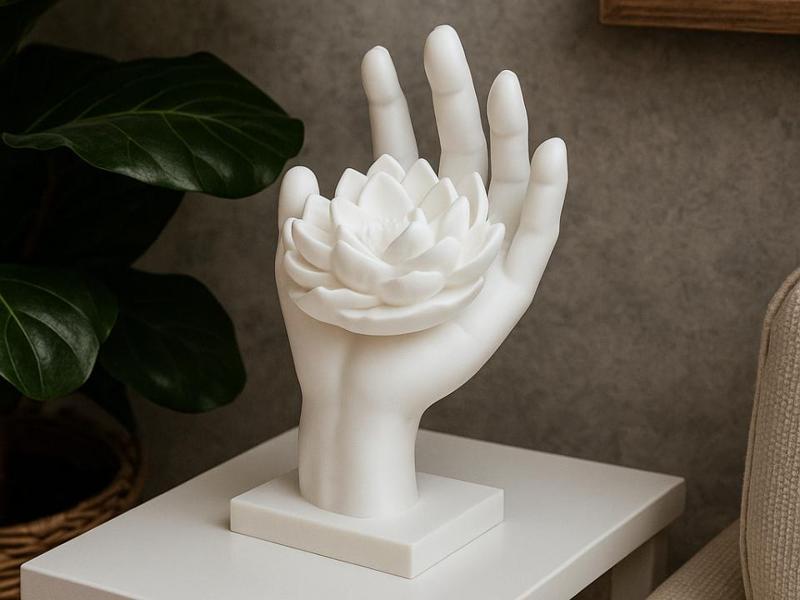 Blooming Lotus Hand Sculpture - Contemporary Art