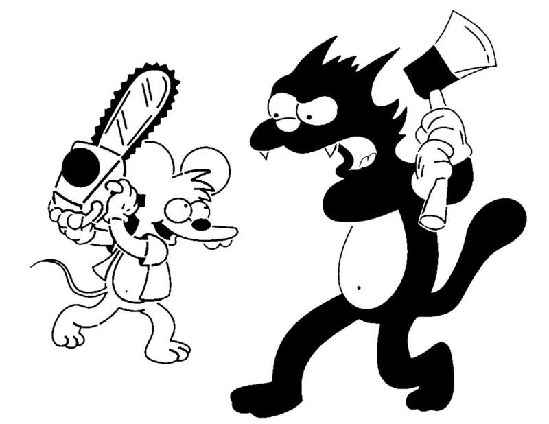 Itchy and Scratchy stencil