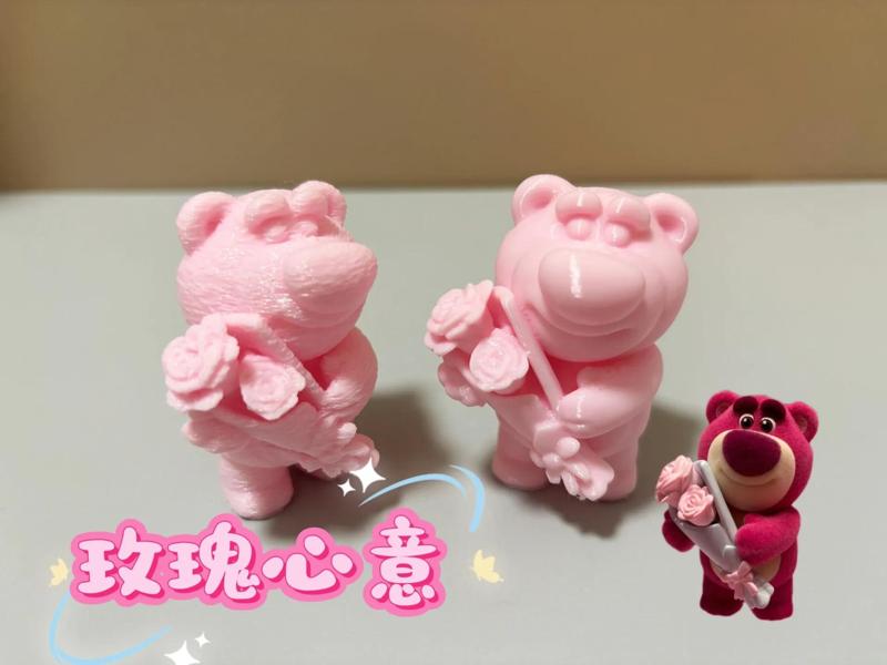 Bubble-series Strawberry Bear, smooth skin and plush texture versions