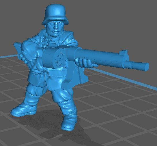 german soldier with machinegun