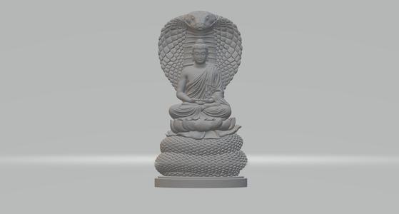 Sakyamuni Enlightenment Meditation Buddha Snake 3D print model