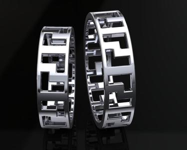 wedding ring greek pattern-6 sizes- Printable jewelry STL
